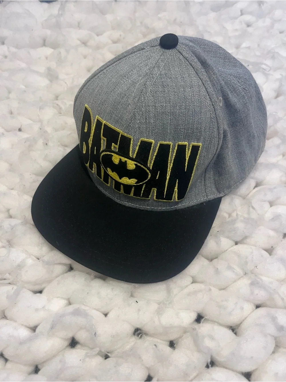 Batman Snapback Hat - Gray and Black with Yellow Accent | OS
